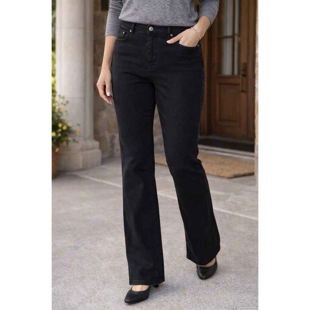 NEW Gloria Vanderbilt  Size 16S Short Amanda Bootcut‎ Jeans Black Slimming Panel